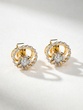 18K Yellow Gold Earrings with Round Diamond Outline - Image 2