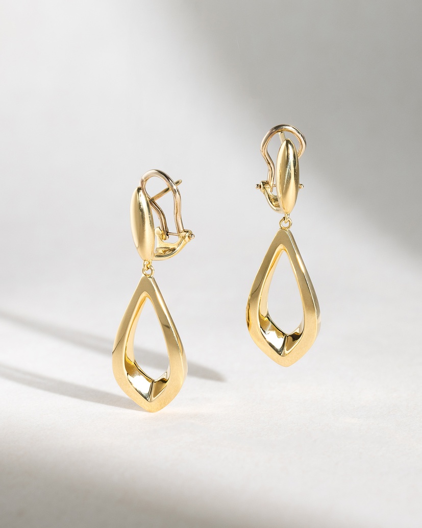 18k Yellow Gold Drop Earrings - Image 2