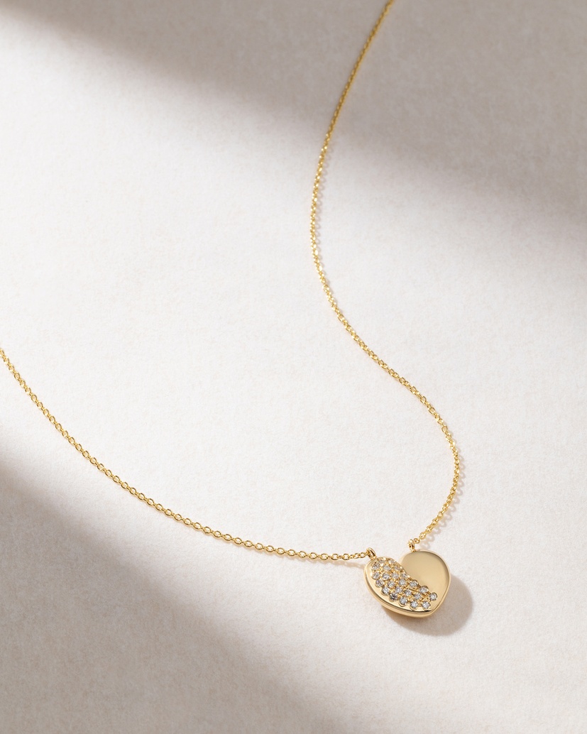 18Κ Yellow Gold Polished Heart With Diamonds