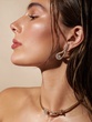 18Κ Rose Gold Snake Shaped Earrings with Poir and Brilliant Diamonds - Image 4