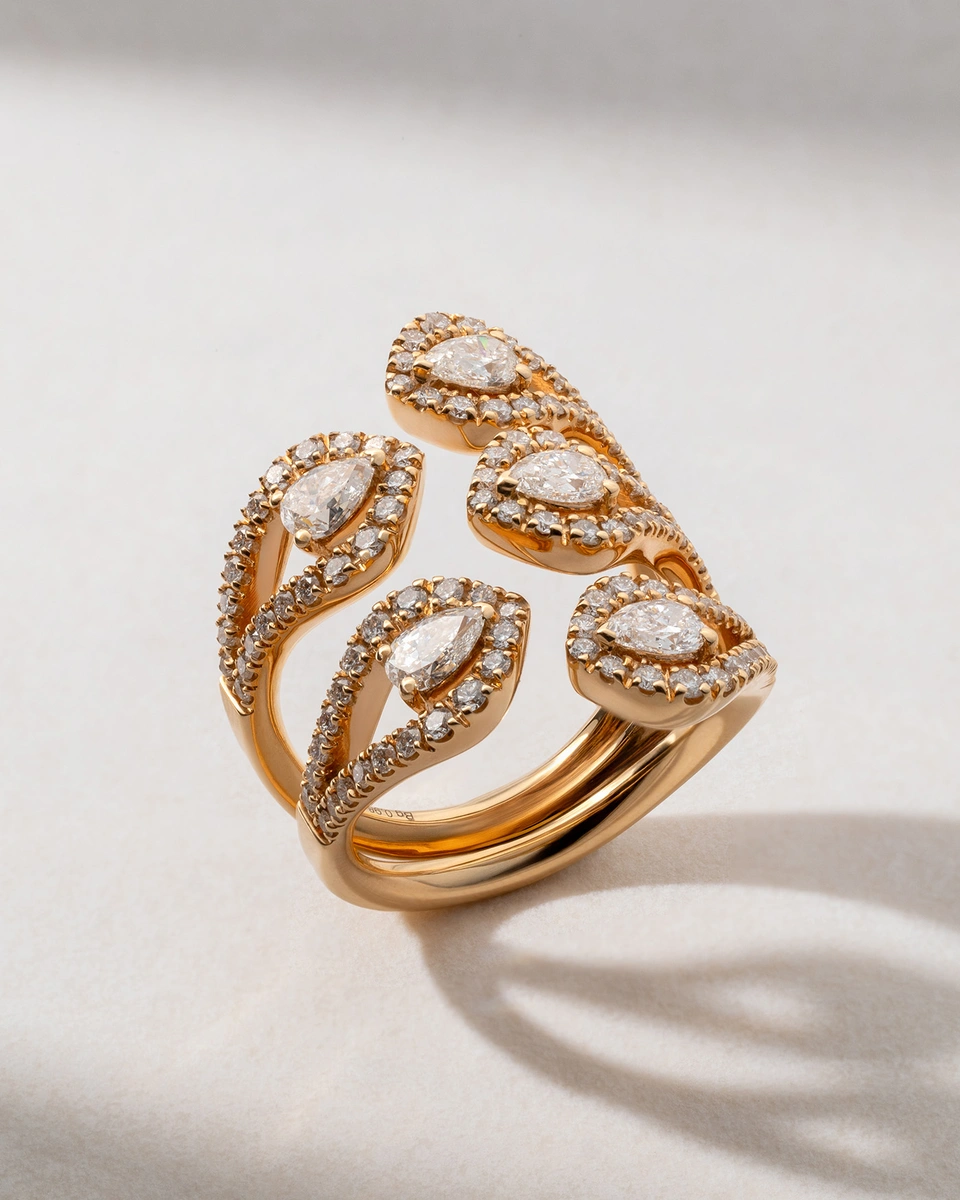 Εντυπωσιακό Δαχτυλίδι σε Ροζ Χρυσό Κ18 Με Μπριγιάν