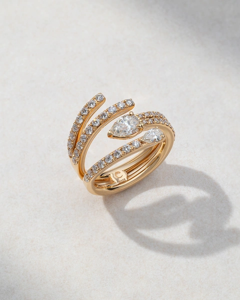 Δαχτυλίδι από 18Κ Ροζ Χρυσό με Μπριγιάν και Διαμάντια κοπής pear shape