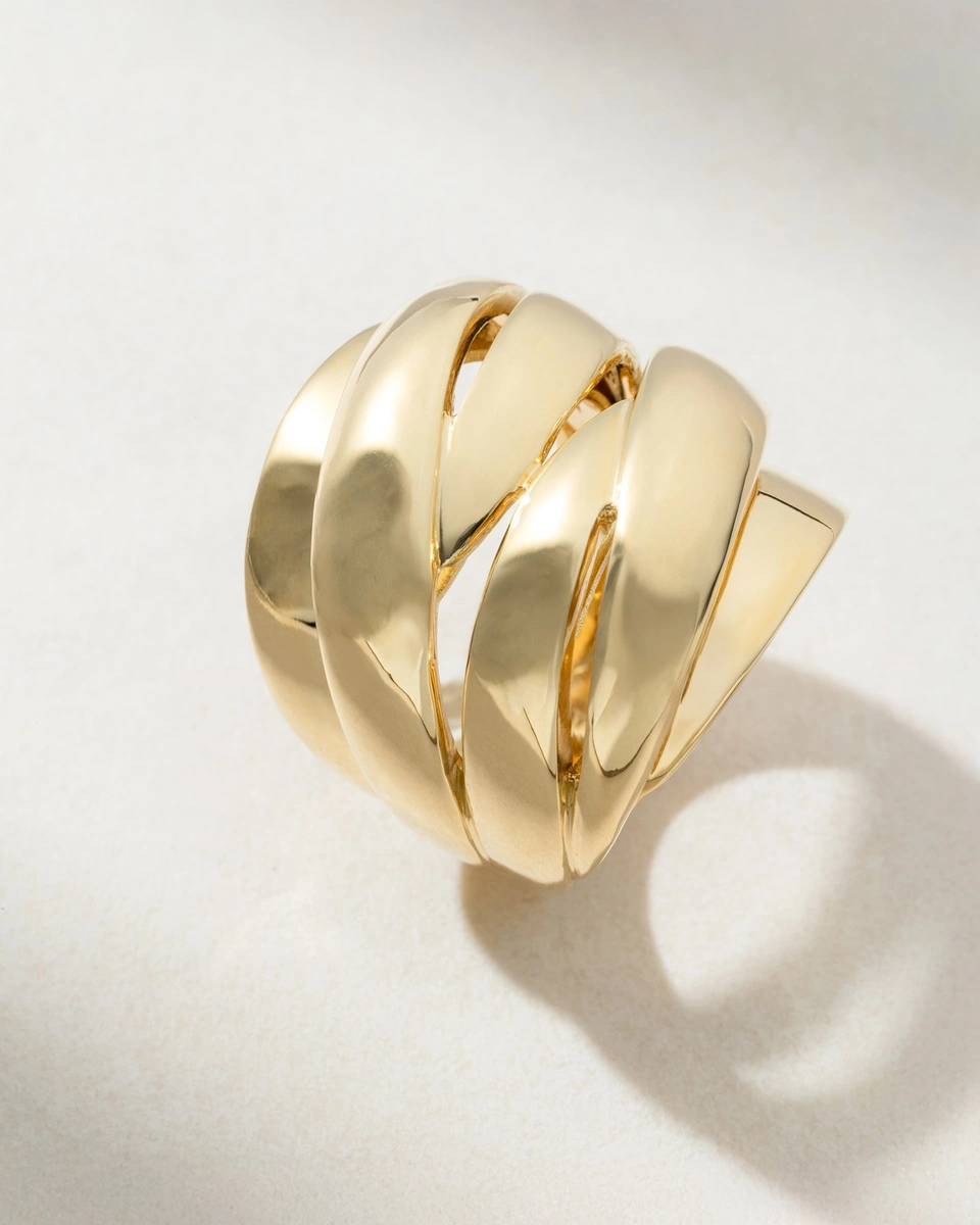 Μεγάλο Δαχτυλίδι Κίτρινο Χρυσό Κ18