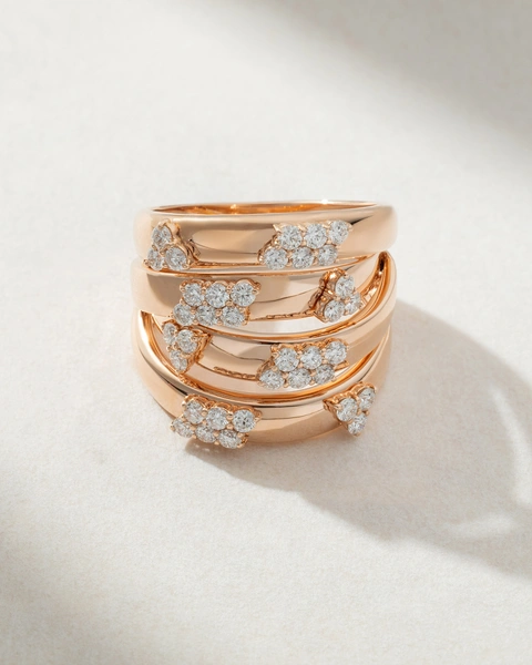 18K Rose Gold Ring with Diamonds