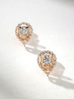 18K Rose Gold Earrings with Pear Shaped Outline and Diamonds - Image 3