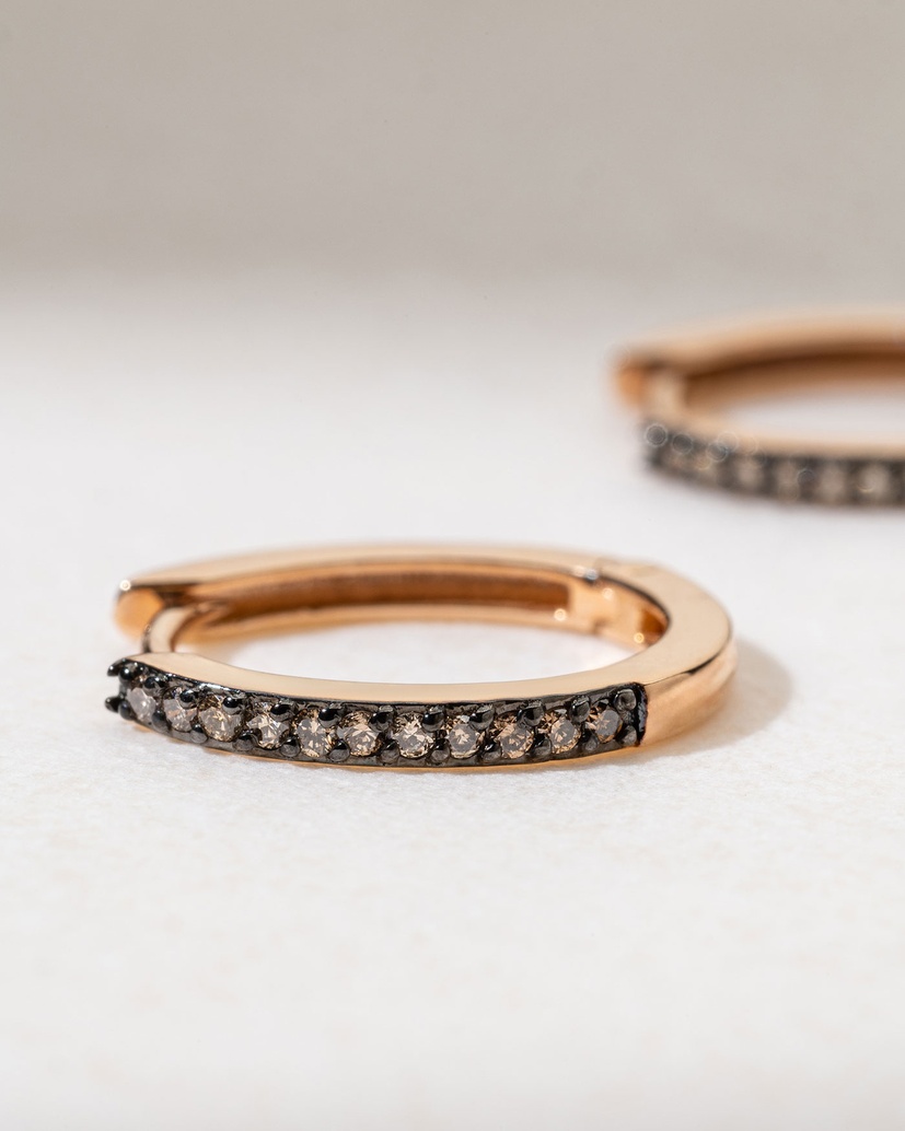 18K Rose Gold Chocolate Diamond Hoops