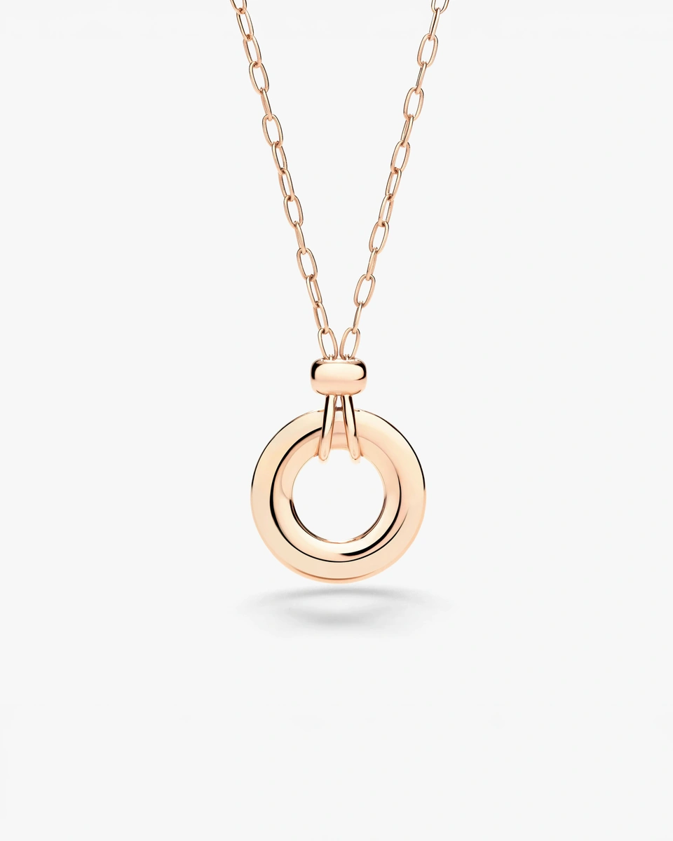 Iconica Necklace in 18K Rose Gold with a Round Design and Brilliant-Cut Diamonds