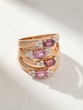 18K Rose Gold Ring with Oval Pink Sapphires, Rodolites and Diamonds