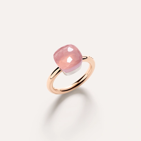 Nudo Ring in 18k Rose and white gold with rose quartz