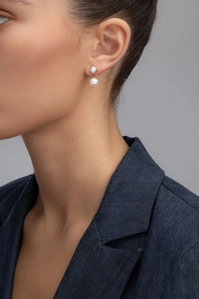 18K Rose Gold Drop Earrings with Pearls