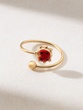 18K Yellow Gold Ladybug Ring with Enamel