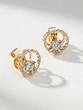 18K Yellow Gold Earrings with Round Diamond Outline - Image 1