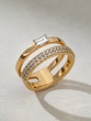 Double Band 18K Rose Gold Ring with Baguette Diamond