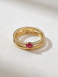 18K Rose Gold Ring With Double Band and Ruby