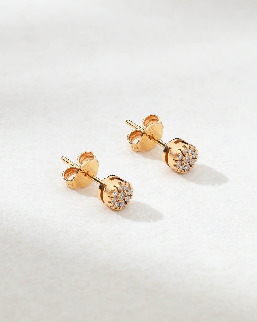 18K Rose Gold Studs with Brilliant Cut Diamonds