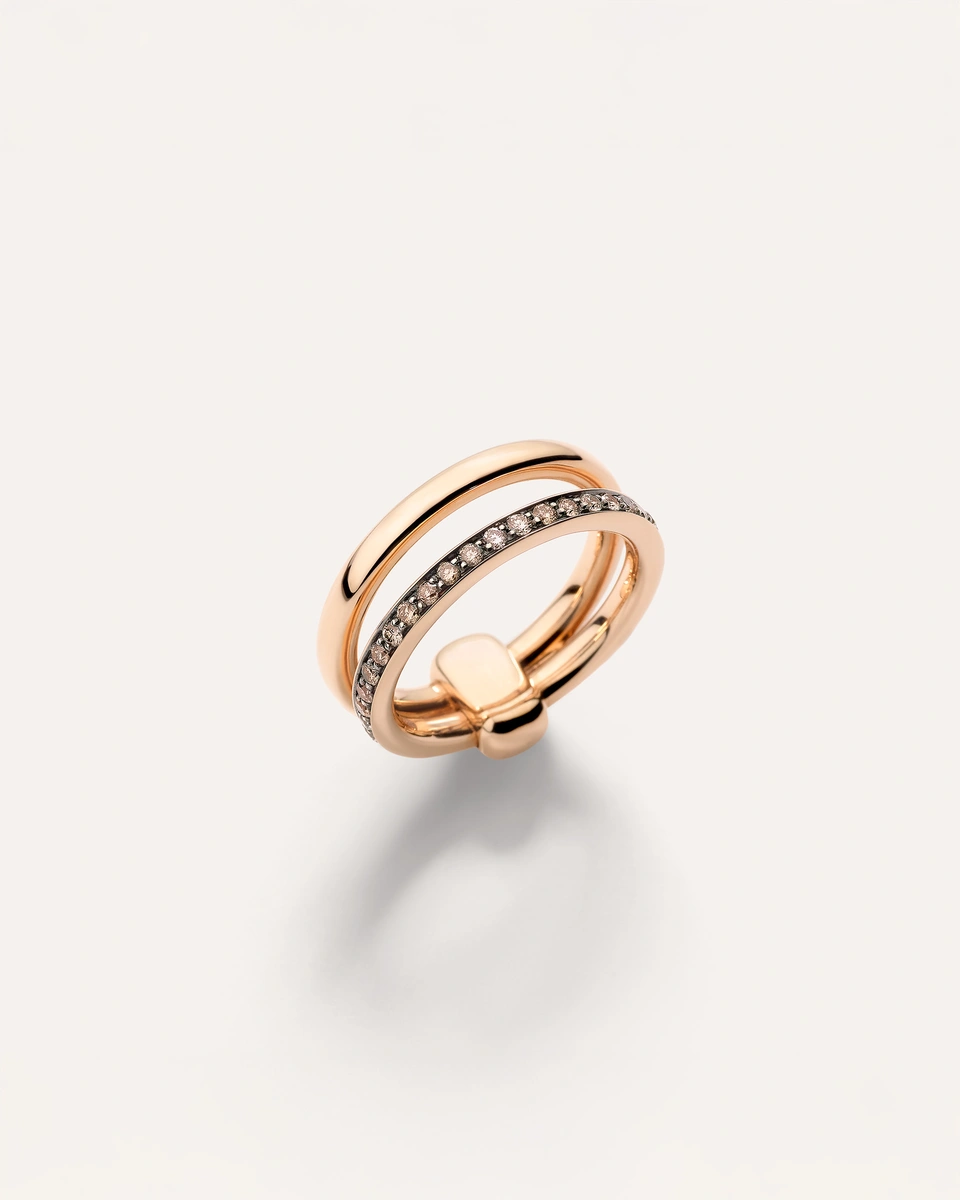 Together ring in 18k rose gold with brown diamonds