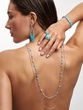 18K White Gold Long Necklace with Turquoise and Diamonds - Image 4