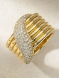 Stacked effect Pave’ Diamond 18K Yellow Gold Ring