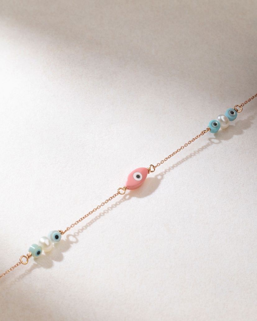 18K Rose Gold Turquoise, Mother of Pearl Bracelet, Corals and Pearls.