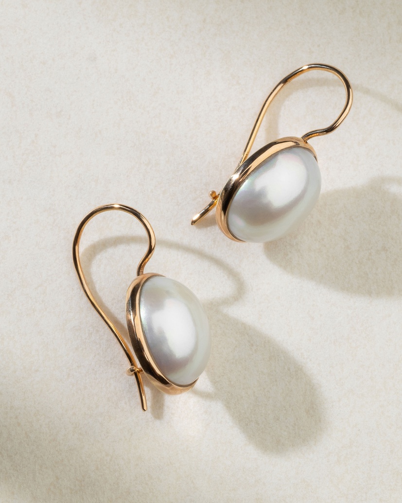 Gold Earrings K18 with Pearls