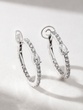 18 Karat White Gold Diamond Oval Earring Hoops