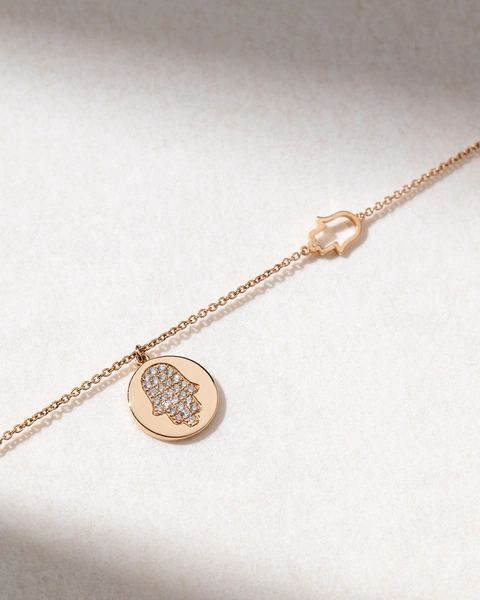 18K Rose Gold Hand of Fatima with Diamonds