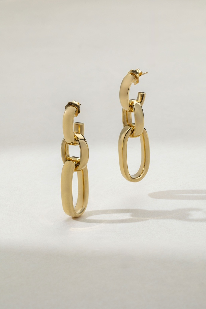 18K Yellow Gold Chain Earrings