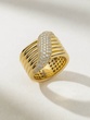 Stacked effect Pave’ Diamond 18K Yellow Gold Ring