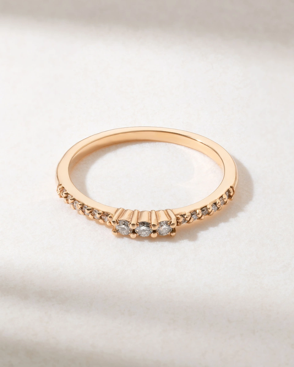 18K Rose Gold Slim Diamond Ring