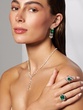 Rear 18K White Gold Ring with Octagonal Emerald and Diamonds