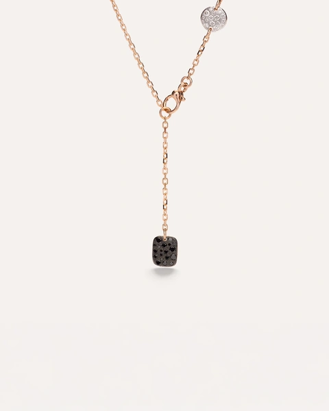 Sabbia Necklace with pendant in 18k rose gold with white, brown and black diamonds.