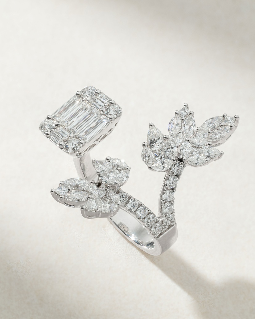 18Κ White Gold Ring with Baguette, Marquise, Pear, Princess and Brilliant Diamonds - Image 1