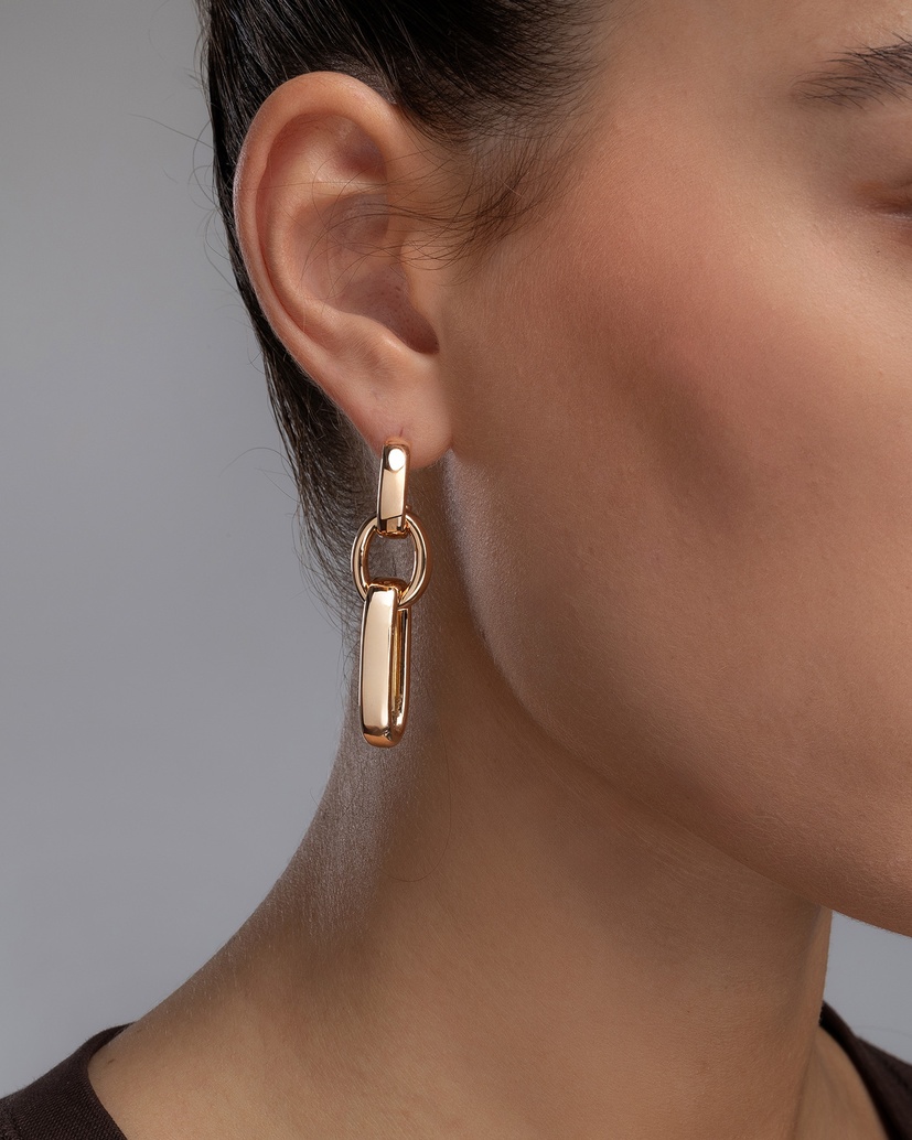 18K Rose Gold Chain Earrings