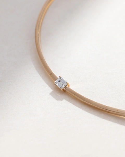 18K Rose Gold Necklace with Emerald-Cut Diamond