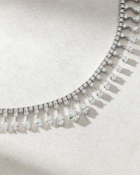 Εκθαμβωτικό Κολιέ Λευκόχρυσο Κ18 με Μπριγιάν και Πουάρ Διαμάντια