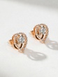 18K Rose Gold Earrings with Pear Shaped Outline and Diamonds - Image 1