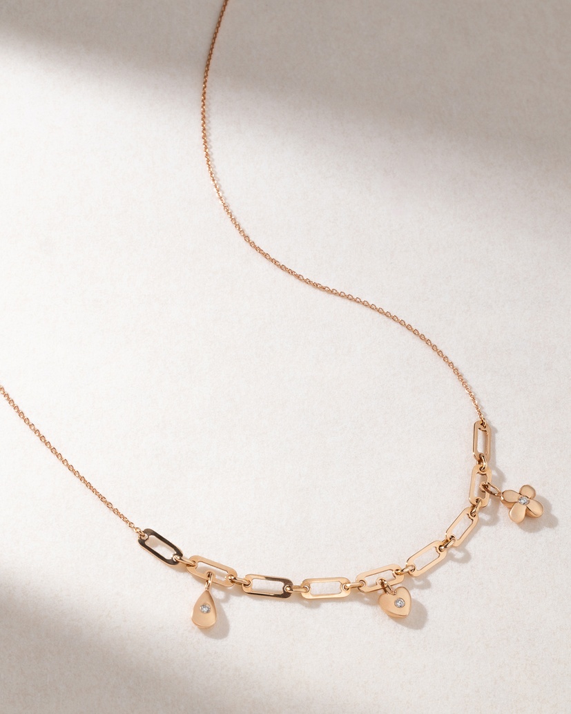 18Κ Rose Gold Necklace with Charms