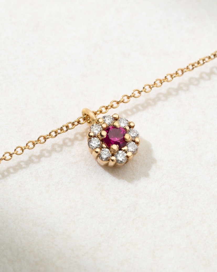 18K Rose Gold Ruby and Diamond Necklace