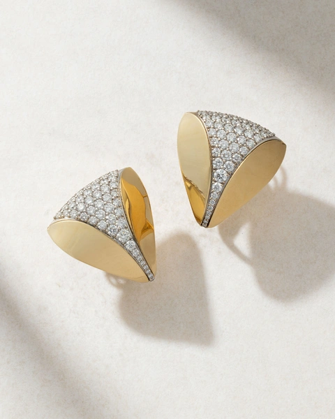 18K Yellow and White Gold Earrings with Diamonds