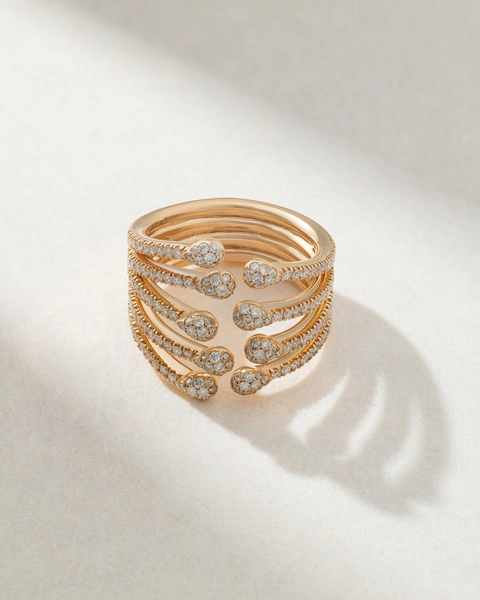 18Κ Rose Gold Diamond Ray Ring