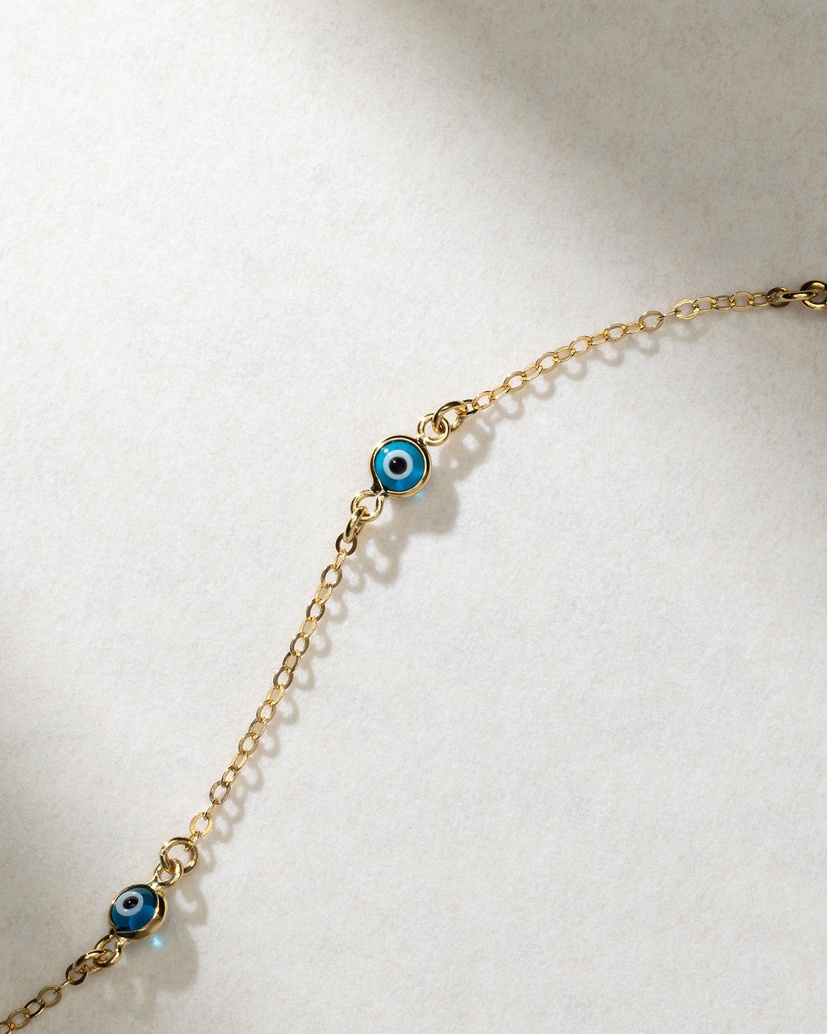 18K Yellow Gold Bracelet with Evil Eye Dots