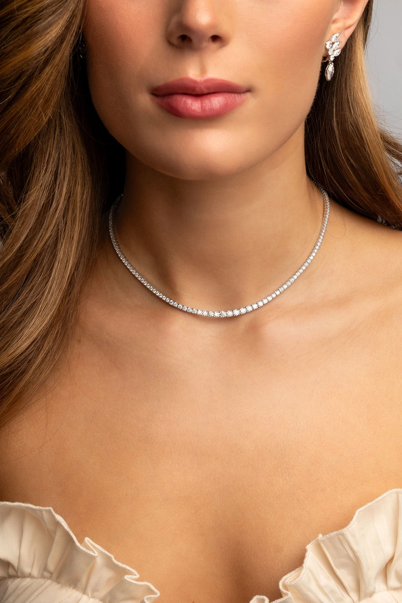 Κολιέ Ριβιέρα σε Λευκόχρυσο Κ18 με Μπριγιάν Διαμάντια