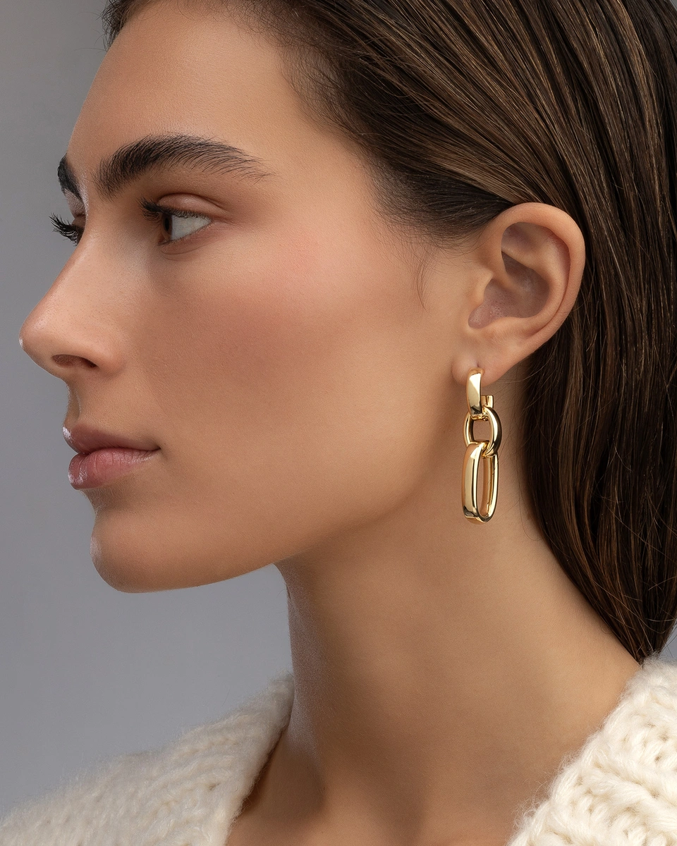 Σκουλαρίκια Σε Κίτρινο Χρυσό Κ18 με Links