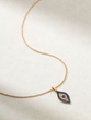 18K Rose Gold Vertical Talisman Necklace with Sapphires and Diamonds