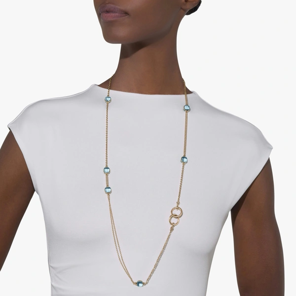 Nudo Necklace in 18k rose and white gold with 7 sky blue topazes