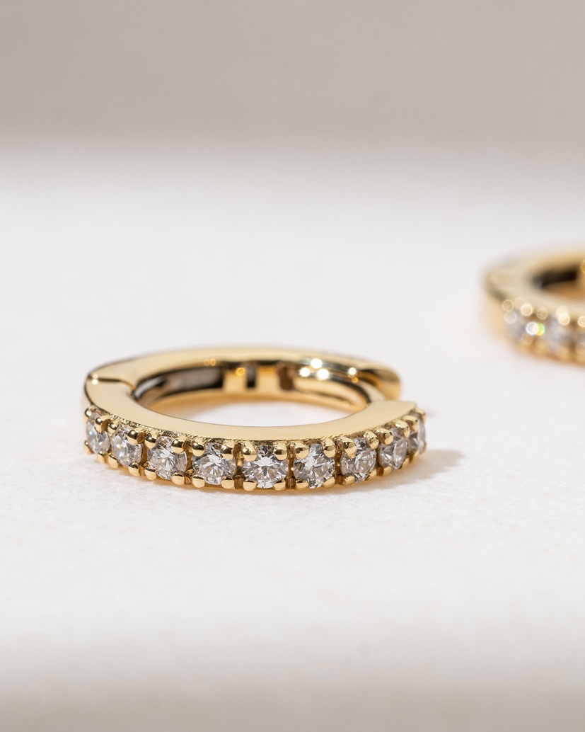 18K Yellow Gold Hoops with Diamonds