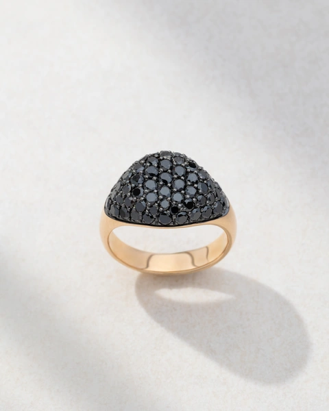 Ring in 18K Rose Gold with Black Brilliant-Cut Diamonds