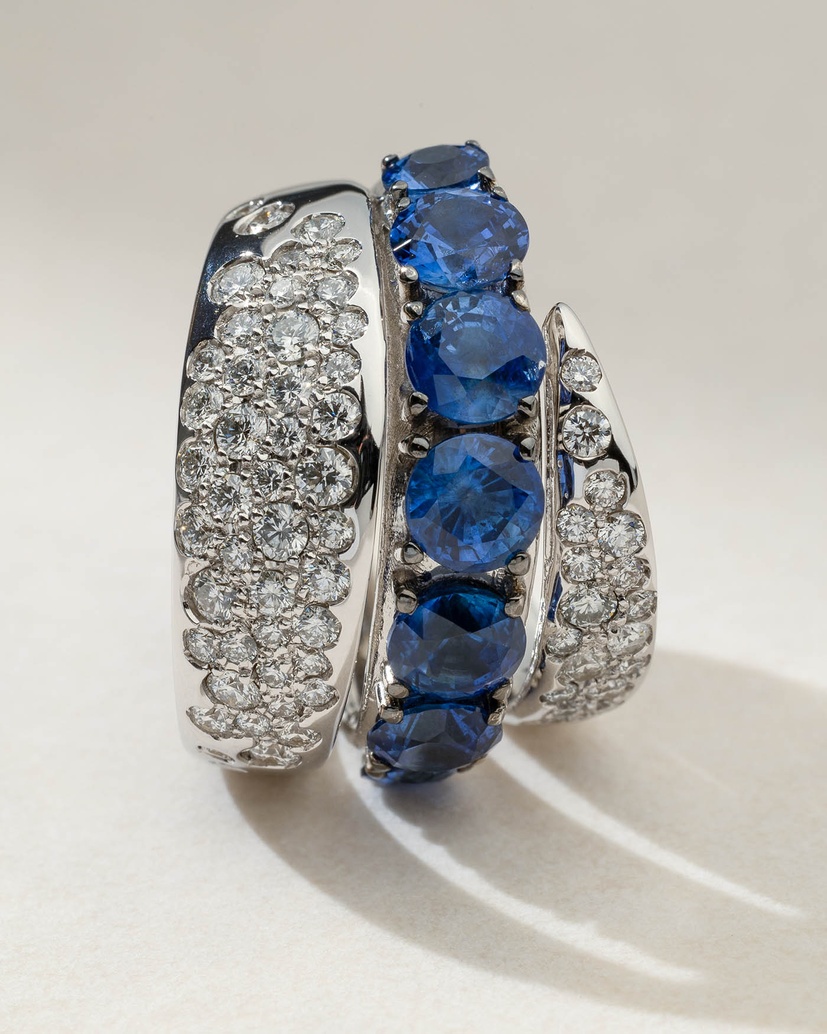 Blue Storm Ring in 18K White Gold with Blue Sapphires and Diamonds