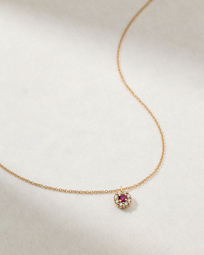 18K Rose Gold Ruby and Diamond Necklace