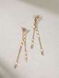 18K Long Rose Gold Earrings with Leaves and Diamonds